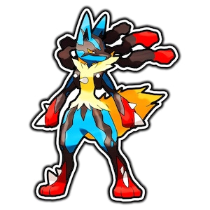 Mega Lucario Cute Anime Sticker | Waterproof Vinyl Decal for Laptop, Water Bottle, Car, Gamer Gift