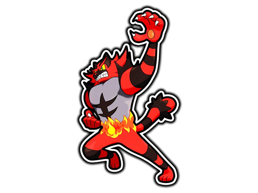 Incineroar Cute Anime Sticker | Waterproof Vinyl Decal for Laptop ...