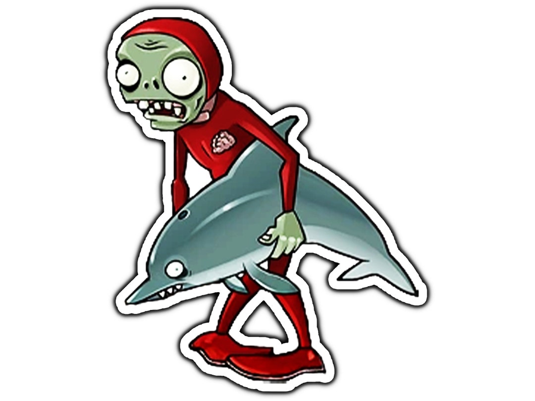 Dolphin Rider Zombie Sticker | Waterproof Vinyl Decal for Laptop, Water ...