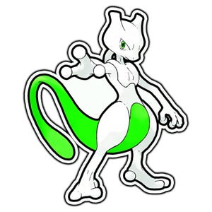 Shiny Mewtwo Cute Anime Sticker | Waterproof Vinyl Decal for Laptop, Water Bottle, Car, Gamer Gift