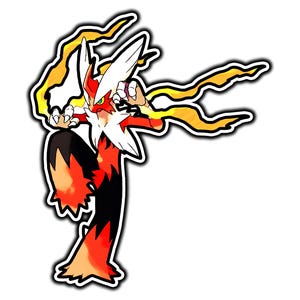 Mega Blaziken Cute Anime Sticker | Waterproof Vinyl Decal for Laptop, Water Bottle, Car, Gamer Gift