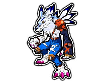 Were Garurumon Anime Sticker | Waterproof Vinyl Decal for Laptop, Water Bottle, Car, Gamer Gift