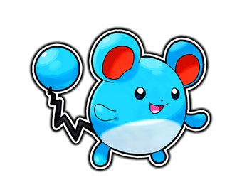 Marill Cute Anime Sticker | Waterproof Vinyl Decal for Laptop, Water Bottle, Car, Gamer Gift