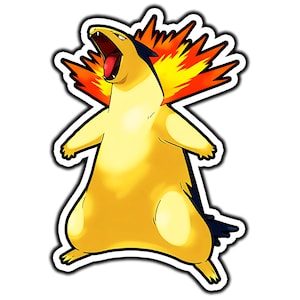 Typhlosion Cute Anime Sticker | Waterproof Vinyl Decal for Laptop, Water Bottle, Car, Gamer Gift