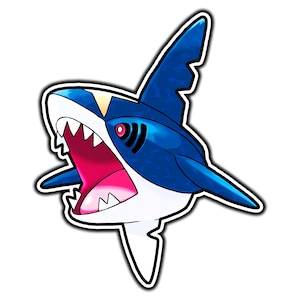 Sharpedo Cute Anime Sticker | Waterproof Vinyl Decal for Laptop, Water Bottle, Car, Gamer Gift
