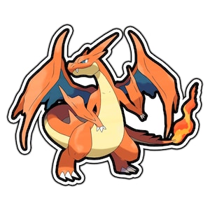 Mega Charizard Y Cute Anime Sticker | Waterproof Vinyl Decal for Laptop, Water Bottle, Car, Gamer Gift