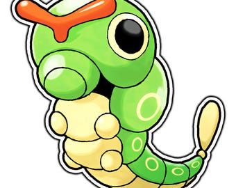 Caterpie Cute Anime Sticker | Waterproof Vinyl Decal for Laptop, Water Bottle, Car, Gamer Gift