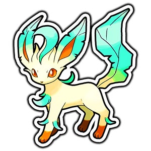 Leafeon Cute Anime Sticker | Waterproof Vinyl Decal for Laptop, Water Bottle, Car, Gamer Gift
