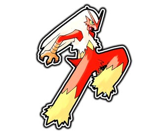 Blaziken Cute Anime Sticker | Waterproof Vinyl Decal for Laptop, Water Bottle, Car, Gamer Gift