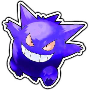 Gengar Cute Anime Sticker | Waterproof Vinyl Decal for Laptop, Water Bottle, Car, Gamer Gift
