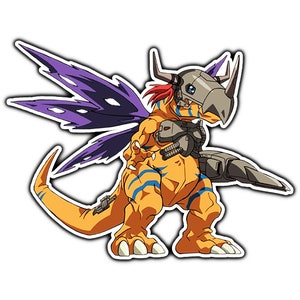 Metal Greymon Anime Sticker | Waterproof Vinyl Decal for Laptop, Water Bottle, Car, Gamer Gift
