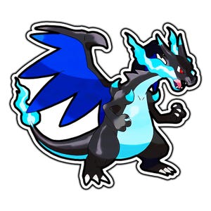Mega Charizard X Cute Anime Sticker | Waterproof Vinyl Decal for Laptop, Water Bottle, Car, Gamer Gift