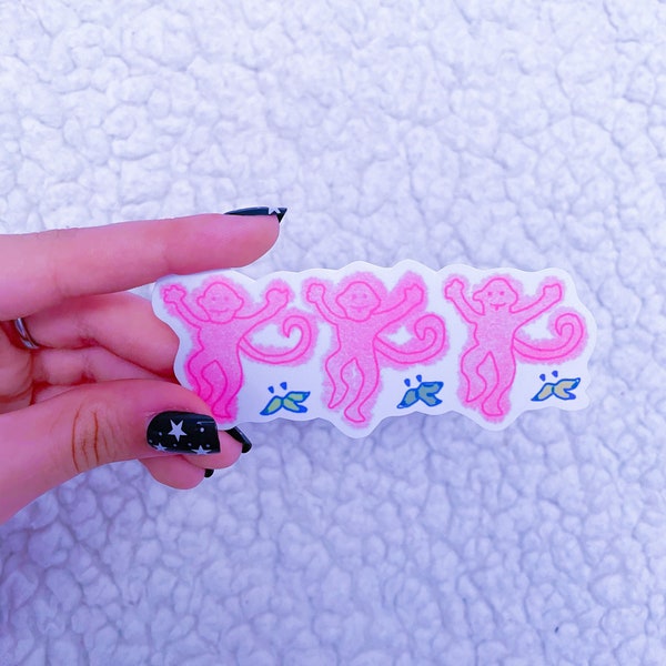 roller rabbit monkeys sticker pink