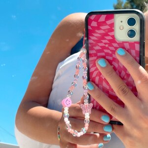 pink dainty phone charm