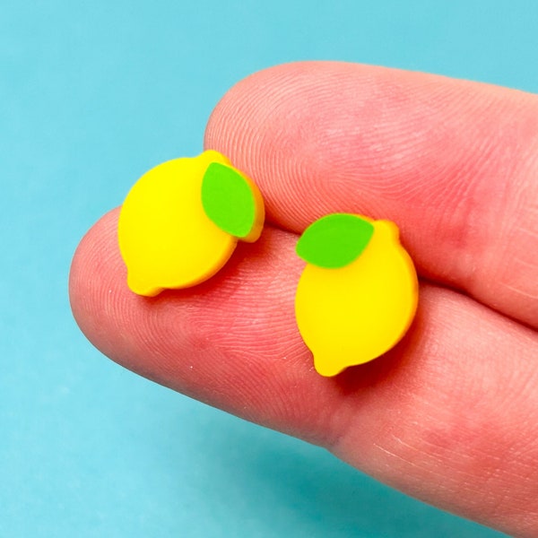 Lemon Studs | Acrylic Laser Cut Earrings | Mini Fruit Earrings