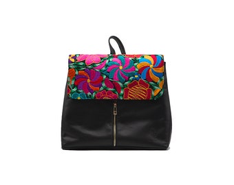 MirBet Purse | Backpack | Handmade Handbag | Artisanal | Embroidery | Leather bag | Flowers | Genuine leather | Art | Style Unique |