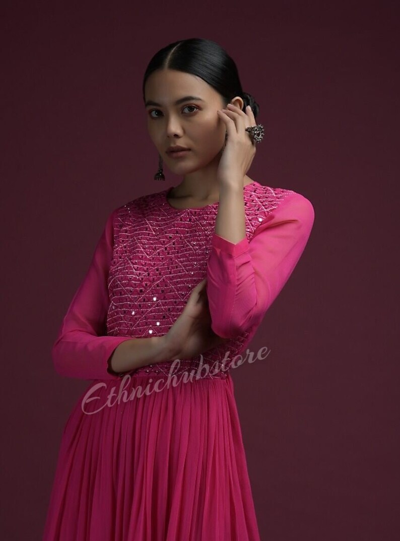 Pink Jumpsuit With Embroidery & Sequence Work Etsy