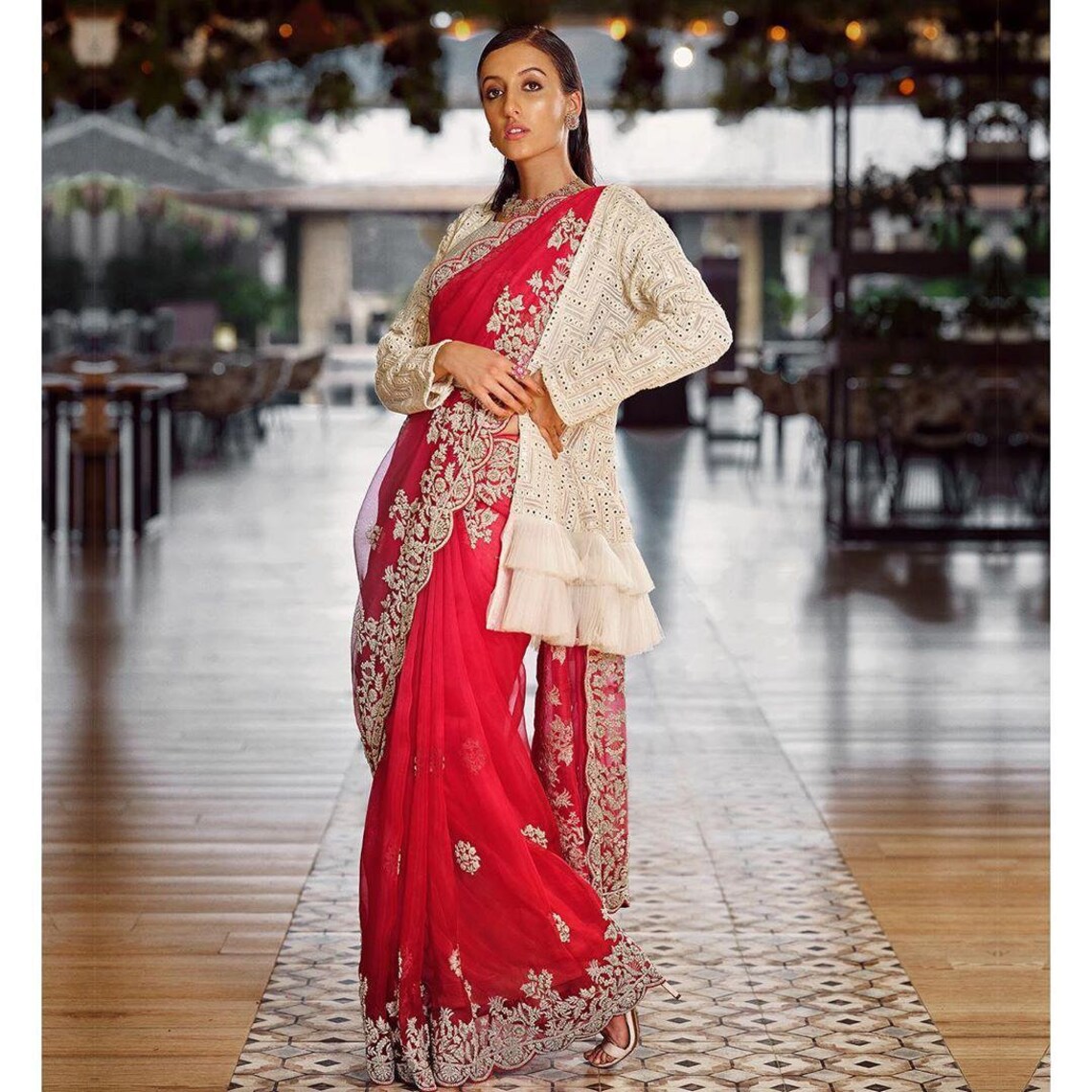 koti blouse with saree