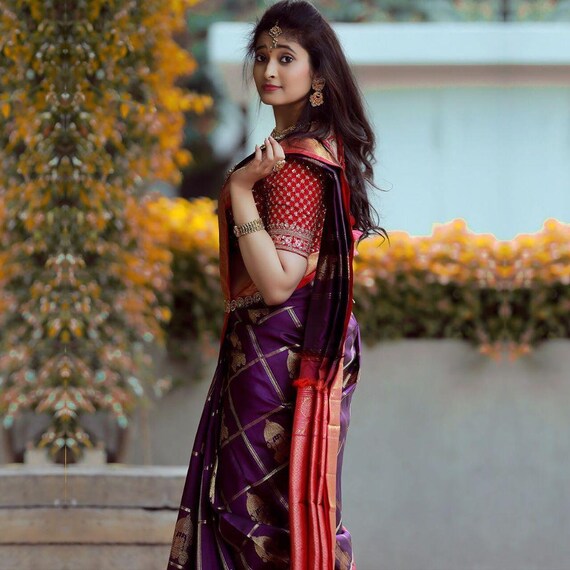 Soft Lichi Silk Saree Indian Bollywood Sari Blouse Silk Jacquard Wedding Wear