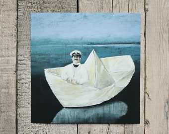 handsignierter Kunstdruck "Faltboot-Tour" 20x20cm