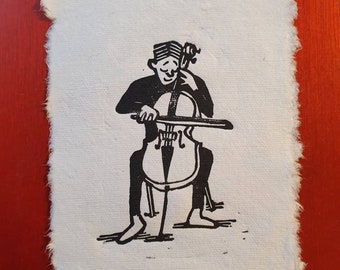 Kleiner Cellist (Linolschnitt)