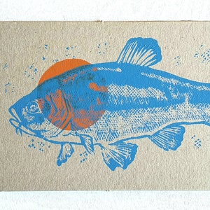 Postal "Pescado" linograbado
