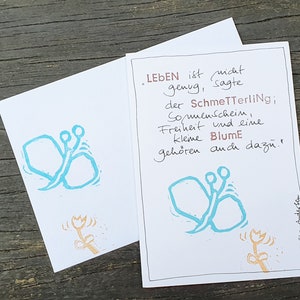 Karte Linolschnitt/ Schmetterling