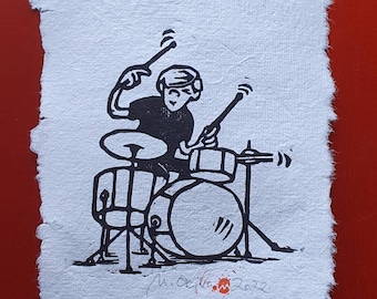 Kleiner Drummer (Linolschnitt)