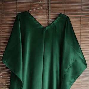 Bottle green Satin Kaftan Dress | Silk Caftan | Luxury Bohemian Loungewear | Oversized Resort Maxi Dress