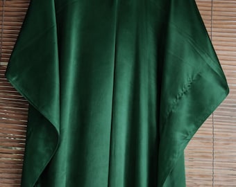 Vestido caftán de satén verde botella / Caftán de seda / Ropa de estar por casa estilo boho de lujo / Vestido maxi de corte amplio para resort