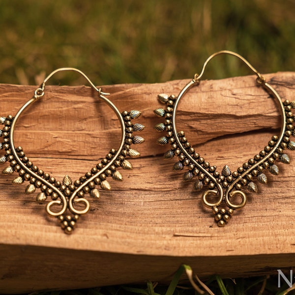 The Empress - Statement Gold Hoop Earrings - Sahara Tribe, Gypsy Soul, Boho Festival Accessories, Wanderlust jewelry, Exotic earrings