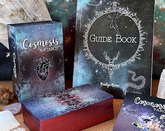 Cosmosis TAROT Deck with guidebook/ with Magnetic box, Red Gilded Edges / Vision Tarot / Dark Tarot / Shamanic Tarot / Artist Indie Tarot /