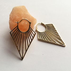 Geometric Point Earrings: Brass or Sterling Silver Grid Hoops