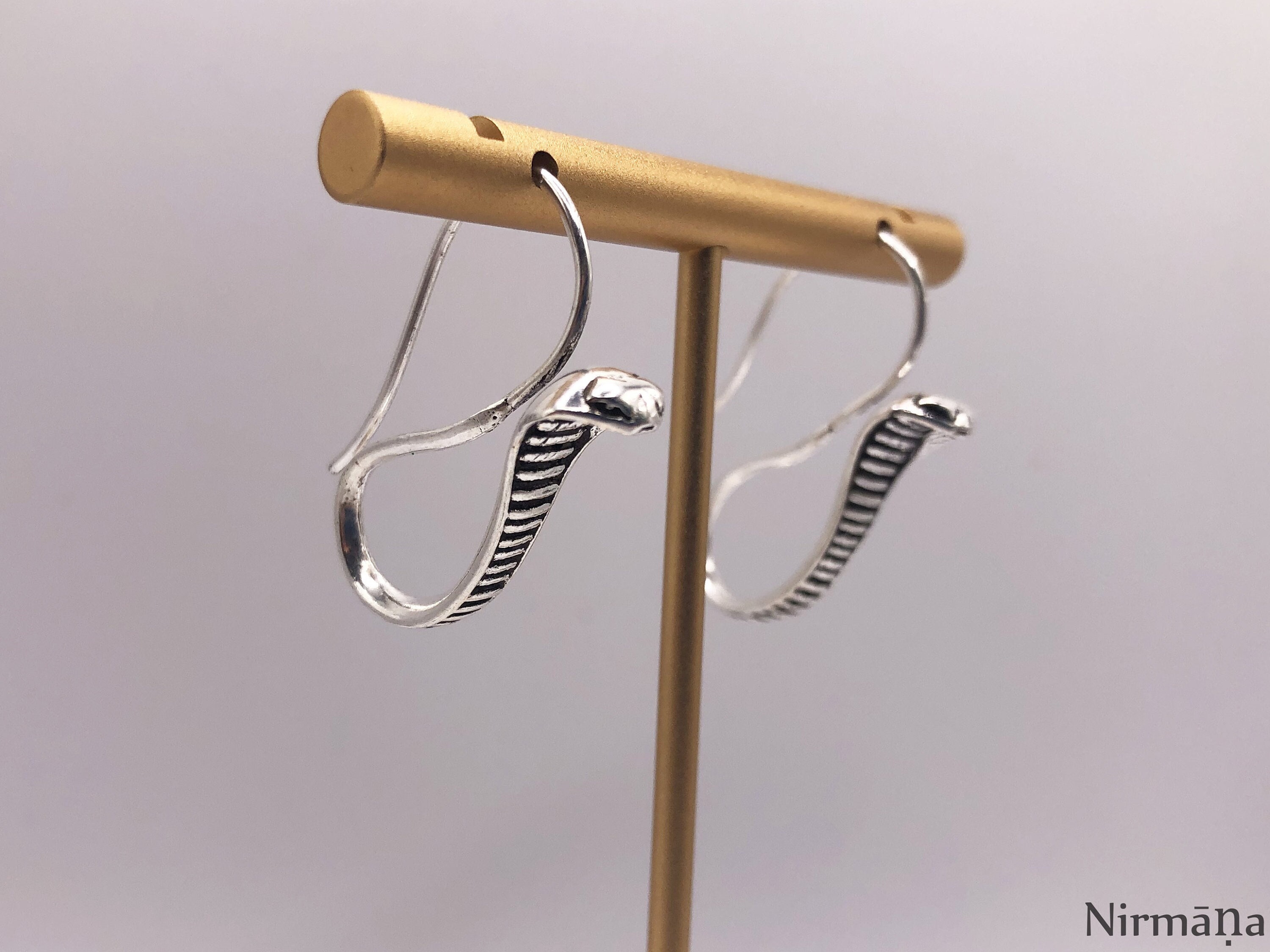 Cobra Snake Earrings, Silver Animal Earrings