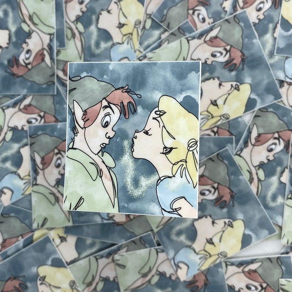 Peter Pan and Wendy Kiss Inspired Sticker