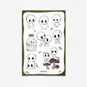 Cute Plant Friends Stickers 2 | 4&quot; x 6&quot; Vinyl Stickers | 8 Cute Kodama Stickers