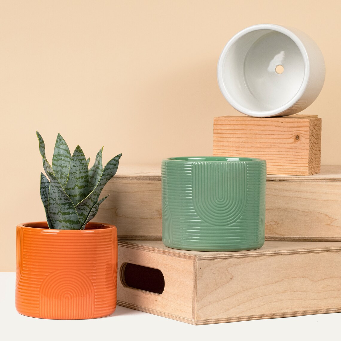 Ceramic Planter Drainage Hole 5 Inch Planter Minimalist Etsy