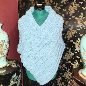 Hand Knitted Old Bridge Patterned Poncho
