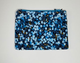 Small makeup bag in blue Liberty fabric