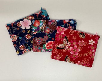 Small Japanese fabric bag with flowers