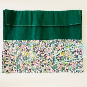 Makeup or paint brush kit, in green liberty fabric and green cotton fabric image 2