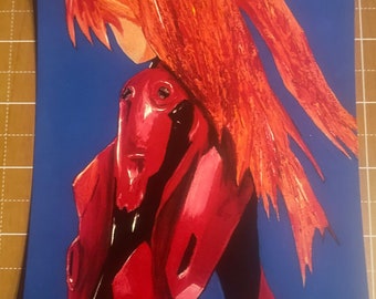 Evangelion asuka and rei mini prints 5x7”  back pose