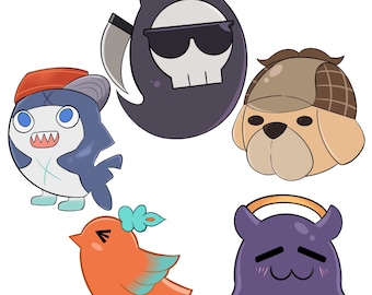 Hololive en mascot stickers Holomyth and Holocouncil stickers chibi cute kawaii