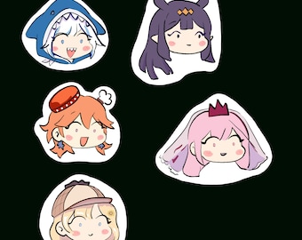 Hololive EN myth stickers chibi