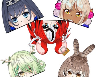 Hololive en HoloCouncil peek stickers mumei, kronii, fauna, sana, hakos baelz waterproof for cars, laptops and ect