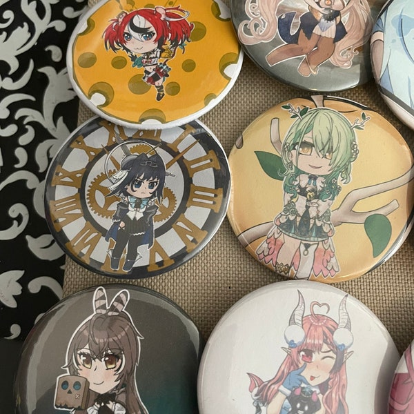 Hololive en Holo council buttons and charms