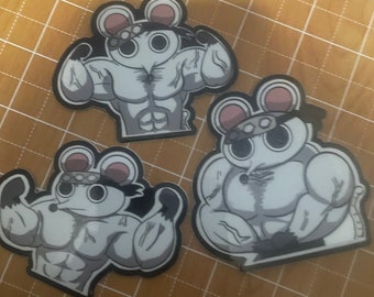 Buff muscular mice anime mouse rat stickers vampire hunter peak stickers 3”