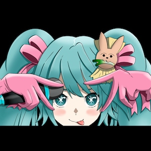 Hatsune Miku peek sticker good for cars, water bottles and etc. 4”