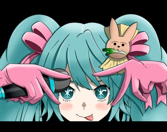 Hatsune Miku peek sticker good for cars, water bottles and etc. 4”