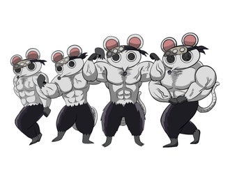 Buff muscular anime mouse rat stickers vampire hunter full set gym rat